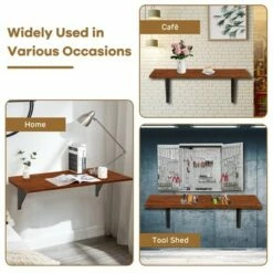 Costway 40''x14'' Wall-Mounted Desk Rubber Wood Dining Table Space Saving -Outlet Desks Store unnamed file 10842