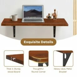 Costway 40''x14'' Wall-Mounted Desk Rubber Wood Dining Table Space Saving -Outlet Desks Store unnamed file 10845