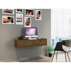 Liberty Floating Office Desk Rustic Brown - Manhattan Comfort