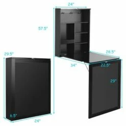 Costway Wall Mounted Table Fold Out Convertible Desk with A Blackboard/Chalkboard Black