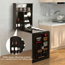 Costway Wall Mounted Table Fold Out Convertible Desk with A Blackboard/Chalkboard Brown -Outlet Desks Store unnamed file 10881