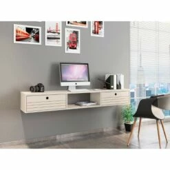Liberty Floating Office Desk Off White - Manhattan Comfort