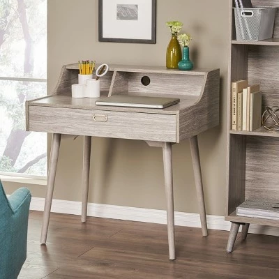 Ellison Mid Century Modern Home Office Desk - Christopher Knight Home Gray 3 Ellison Mid Century Modern Home Office Desk - Christopher Knight Home Gray