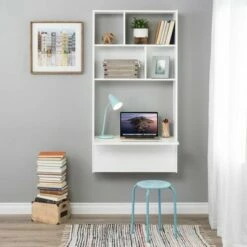 Tall Floating Desk White - Prepac