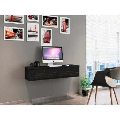 Liberty Floating Office Desk Black - Manhattan Comfort 3 Liberty Floating Office Desk Black - Manhattan Comfort