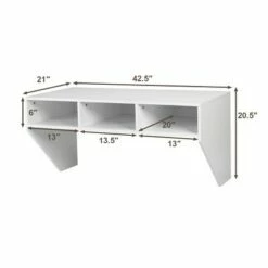 Costway Wall Mounted Floating Computer Table Desk Home Office Furni Storage Shelf White
