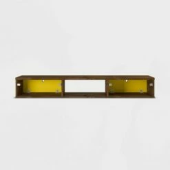 62.99" Liberty Floating Office Desk Rustic Brown/Yellow - Manhattan Comfort -Outlet Desks Store unnamed file 10965