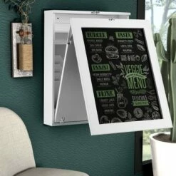 Costway Wall Mounted Table Convertible Desk Fold Out Storage Chalkboard White -Outlet Desks Store unnamed file 10968