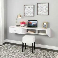 Modern Floating Desk with Drawer - Prepac Drifted Gray -Outlet Desks Store unnamed file 10979
