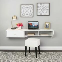 Modern Floating Desk with Drawer - Prepac Drifted Gray -Outlet Desks Store unnamed file 10980