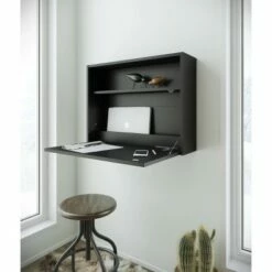 Slim Small Wall Mounted Secretary Desk Black - Nexera -Outlet Desks Store unnamed file 10990