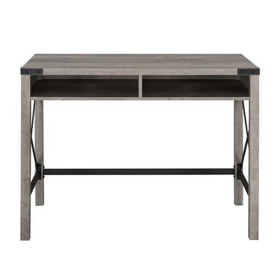 Sophie Modern Farmhouse X Frame Writing Desk with Cubbies - Saracina Home Dark Walnut 4 Sophie Modern Farmhouse X Frame Writing Desk with Cubbies - Saracina Home Dark Walnut - Image 2