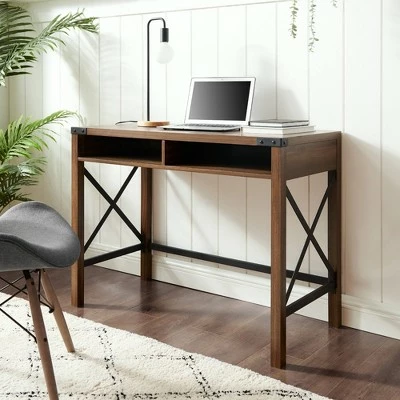 Sophie Modern Farmhouse X Frame Writing Desk with Cubbies - Saracina Home Dark Walnut 11 Sophie Modern Farmhouse X Frame Writing Desk with Cubbies - Saracina Home Dark Walnut - Image 9