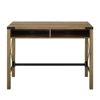 Sophie Modern Farmhouse X Frame Writing Desk with Cubbies - Saracina Home Dark Walnut 12 Sophie Modern Farmhouse X Frame Writing Desk with Cubbies - Saracina Home Dark Walnut - Image 10