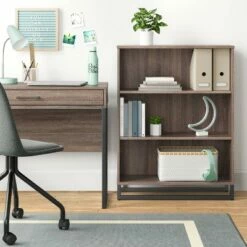 Mixed Material Writing Desk Gray - Room Essentials™