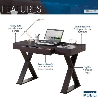 Trendy Desk with Drawer Espresso - Techni Mobili 6 Trendy Desk with Drawer Espresso - Techni Mobili - Image 4