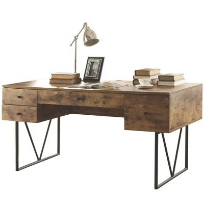 Coaster Home Furniture Barritt 4 Drawer Home Office Writing Desk, Antique Nutmeg 6 Coaster Home Furniture Barritt 4 Drawer Home Office Writing Desk, Antique Nutmeg - Image 4