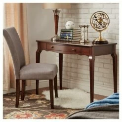 Muriel Wood Writing Desk with Drawers Inspire Q Sky Blue