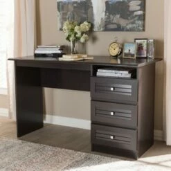 Carine Modern and Contemporary Finished Desk Dark Brown - Baxton Studio -Outlet Desks Store unnamed file 11168