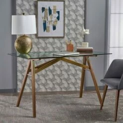 Camila Mid Century Desk Natural - Christopher Knight Home