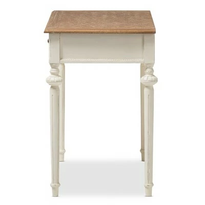 Marquetterie French Provincial Weathered Oak Wash Writing Desk White - Baxton Studio 4 Marquetterie French Provincial Weathered Oak Wash Writing Desk White - Baxton Studio - Image 2
