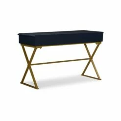 2 Drawer Campaign Desk - Linon Blue/gold -Outlet Desks Store unnamed file 11329