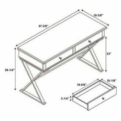 2 Drawer Campaign Desk - Linon Blue/gold -Outlet Desks Store unnamed file 11334