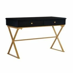 2 Drawer Campaign Desk - Linon Blue/gold -Outlet Desks Store unnamed file 11336