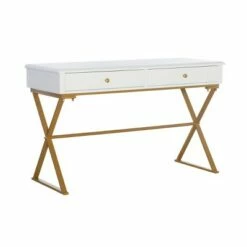 2 Drawer Campaign Desk - Linon Blue/gold -Outlet Desks Store unnamed file 11337