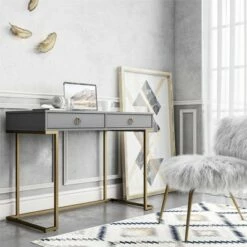 Camila Writing Desk - CosmoLiving by Cosmopolitan Gray