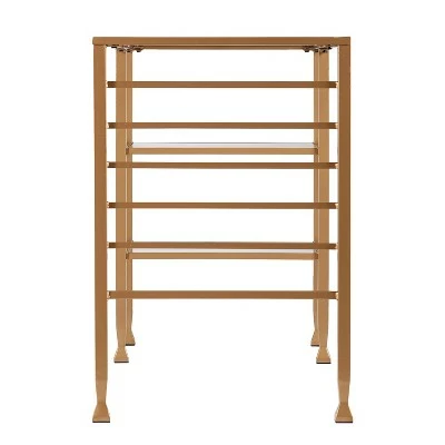 Jamel Glass Writing Desk with Storage Gold - Aiden Lane 4 Jamel Glass Writing Desk with Storage Gold - Aiden Lane - Image 2