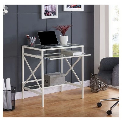 Holmes Metal/Glass Small Space Desk White - Aiden Lane 3 Holmes Metal/Glass Small Space Desk White - Aiden Lane