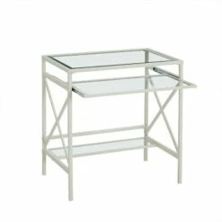 Holmes Metal/Glass Small Space Desk White - Aiden Lane 15 Holmes Metal/Glass Small Space Desk White - Aiden Lane -Outlet Desks Store unnamed file 11434