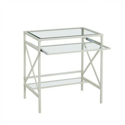 Holmes Metal/Glass Small Space Desk White - Aiden Lane 7 Holmes Metal/Glass Small Space Desk White - Aiden Lane - Image 5