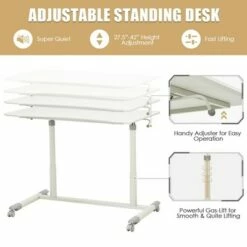 Costway Height Adjustable Computer Desk Sit to Stand Rolling Notebook Table Portable -Outlet Desks Store unnamed file 1144