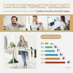 Costway Height Adjustable Computer Desk Sit to Stand Rolling Notebook Table Portable -Outlet Desks Store unnamed file 1145