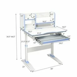 Costway Kids Writing Desk Student Study Table Height Adjustable w/Tilt Desktop
