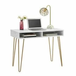 Athena Computer Desk with Storage - Novogratz Marble Black -Outlet Desks Store unnamed file 1152