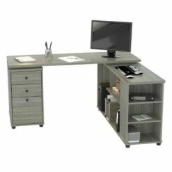 L Shaped Computer Workstation Gray - Inval -Outlet Desks Store unnamed file 11551