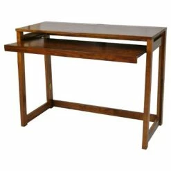 Folding Computer Desk with 4 Port USB Charging Station Walnut - Flora Home