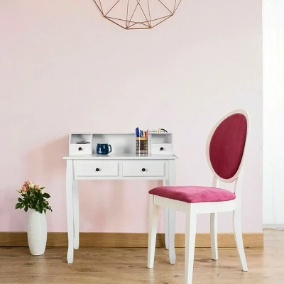 Costway Writing Desk Mission White Home Office Computer Desk 4 Drawer White 3 Costway Writing Desk Mission White Home Office Computer Desk 4 Drawer White