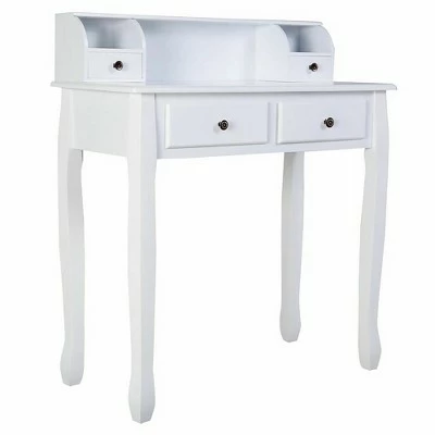 Costway Writing Desk Mission White Home Office Computer Desk 4 Drawer White 4 Costway Writing Desk Mission White Home Office Computer Desk 4 Drawer White - Image 2