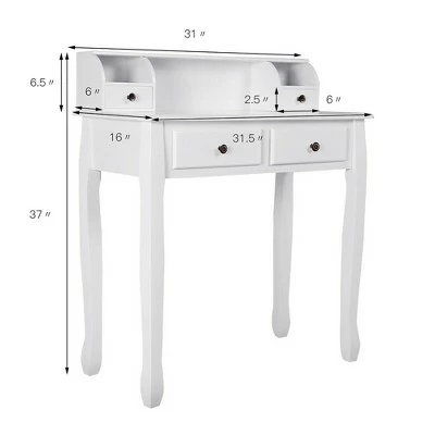 Costway Writing Desk Mission White Home Office Computer Desk 4 Drawer White 5 Costway Writing Desk Mission White Home Office Computer Desk 4 Drawer White - Image 3