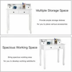 Costway Writing Desk Mission White Home Office Computer Desk 4 Drawer White 14 Costway Writing Desk Mission White Home Office Computer Desk 4 Drawer White -Outlet Desks Store unnamed file 11584