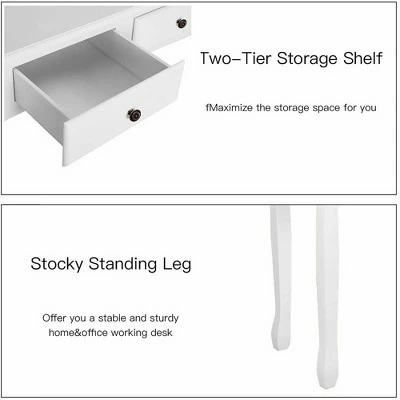 Costway Writing Desk Mission White Home Office Computer Desk 4 Drawer White 7 Costway Writing Desk Mission White Home Office Computer Desk 4 Drawer White - Image 5