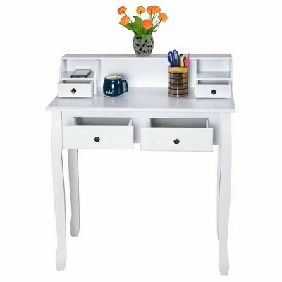 Costway Writing Desk Mission White Home Office Computer Desk 4 Drawer White 10 Costway Writing Desk Mission White Home Office Computer Desk 4 Drawer White - Image 8