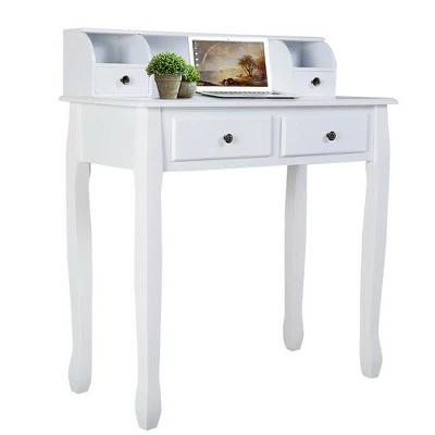 Costway Writing Desk Mission White Home Office Computer Desk 4 Drawer White 11 Costway Writing Desk Mission White Home Office Computer Desk 4 Drawer White - Image 9