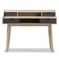 Fella Mid - Century Modern 4 - Drawer Wood Study Desk - Brown - Baxton Studio -Outlet Desks Store unnamed file 11610