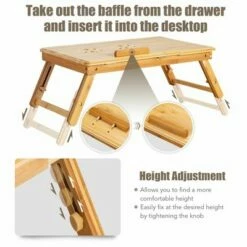 Costway Bamboo Laptop Desk Adjustable Folding Bed Tray w/Drawer Heat Dissipation -Outlet Desks Store unnamed file 1166