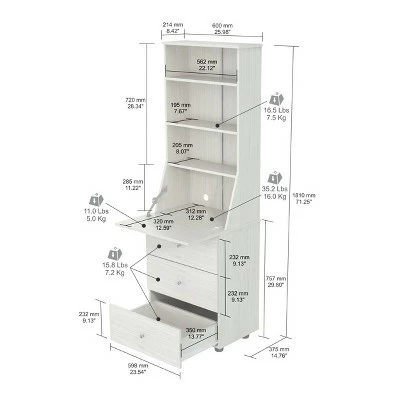 Computer Credenza Workenter Washed Oak - Inval 6 Computer Credenza Workenter Washed Oak - Inval - Image 4